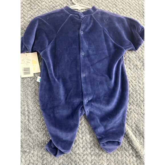 Vintage NWT Little Me Christmas Velour Romper 3m Navy Bear - Picture 6 of 8
